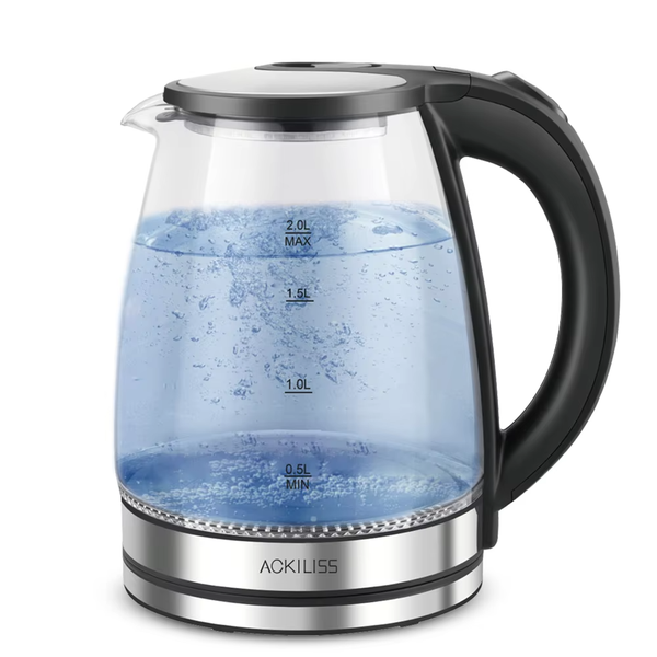 ACKILISS 1500W 2.0L Borosilicate Glass Electric Kettle