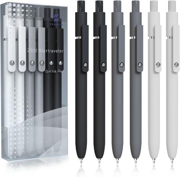 Gel Pens 6-Pack | 0.5mm Fine Point | Exam Approved | School &amp; Office
