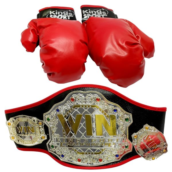 Boxing Gloves &amp; Championship Belt Playset - Toys for Boys - Pretend Play