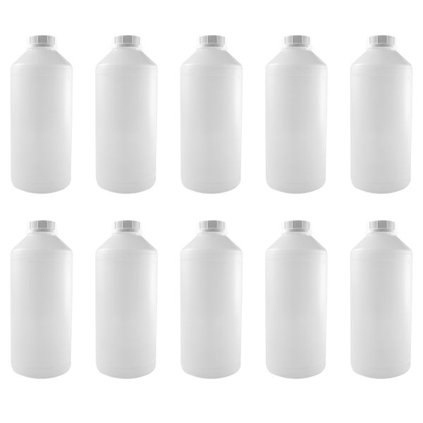 10x 1litre Plastic Round Bottles with Ratchet Caps