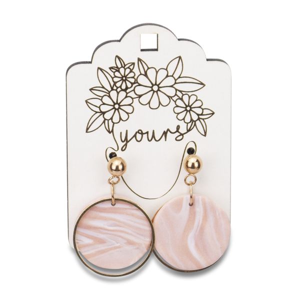 Yours - Hanging Earrings - Marble Design - Dusty Pink - Gold-Plated - Hoops