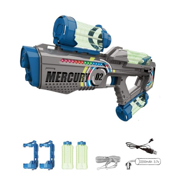 Glow in the Dark Mercury M2 Electric Water Gun with Luminous Light - Grey