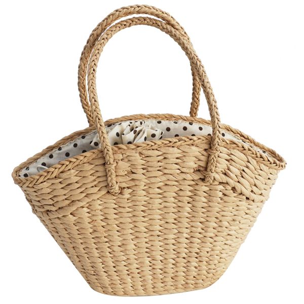 Women's Wicker Woven Shoulder Bag Straw Large-Capacity Portable Dot A