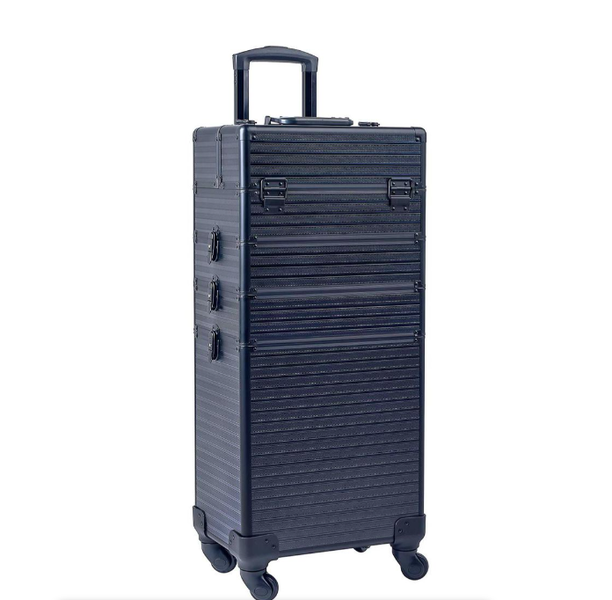 Professional Makeup Cosmetic Trolley Case - Metallic Black