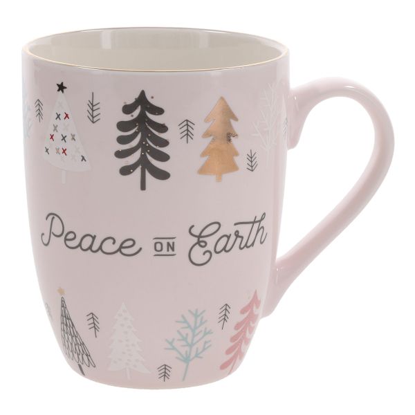 Christmas Mug - Peace on Earth, Light Pink
