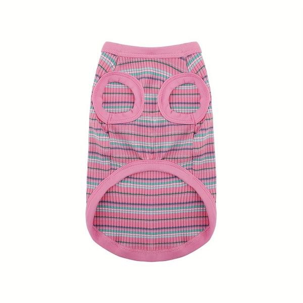 Soft Ribbed Dog Vest - Pink Striped