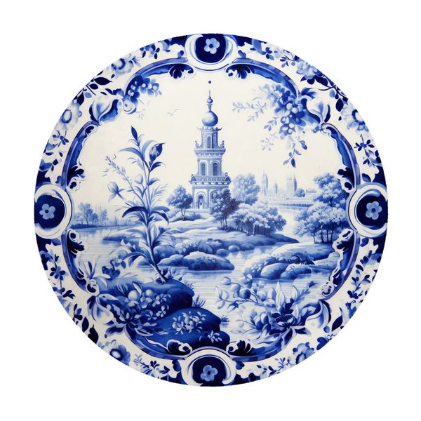 Delft-Vermeer-s-Garden-Round-Tablecloth
