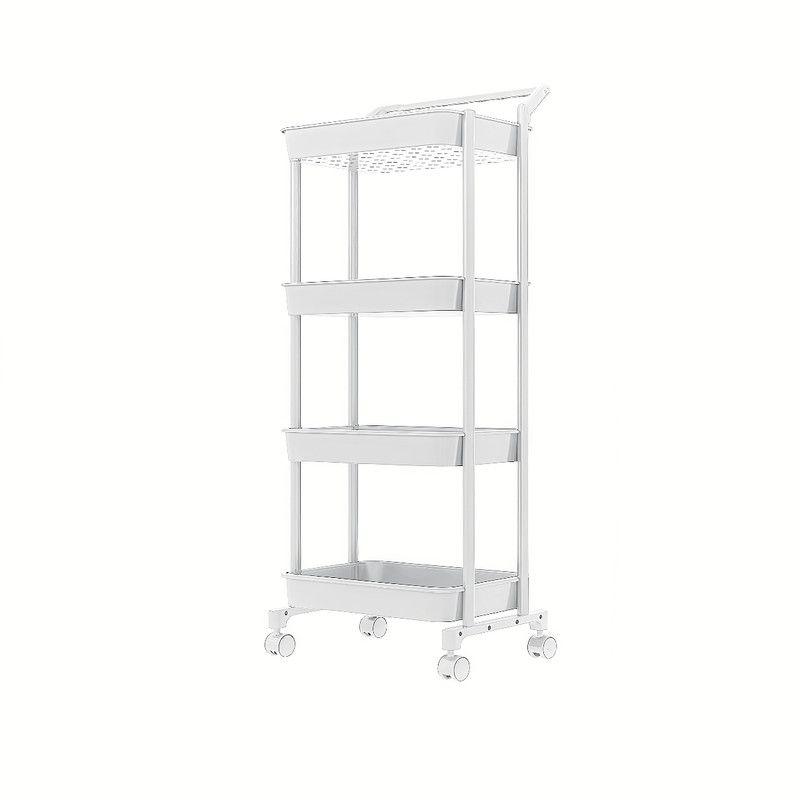 4-Tier Utility Rolling Cart Storage Organizer Shelf Rack - White