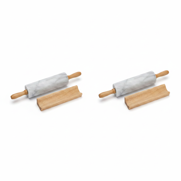 Hillhouse Marble Rolling Pin with Wooden Stand for Baking - 2 Pack