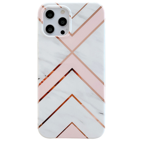Funki Fox Phone Case Compatible With iPhone 12 &amp; 12 PRO - Pink &amp; White Chevron