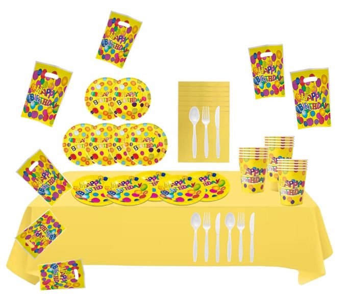 Celebrate in Style with Our 20 Guest / 141-Pc Yellow Birthday Party Pack!
