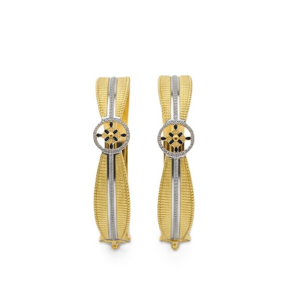 Women's Traditional Gold Silver Designer Bangle Set of 2
