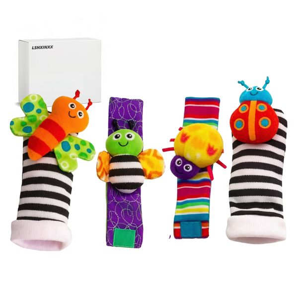Baby Wrist Rattle Socks and Foot Finder Set, Perfect Toys for 12-24 month