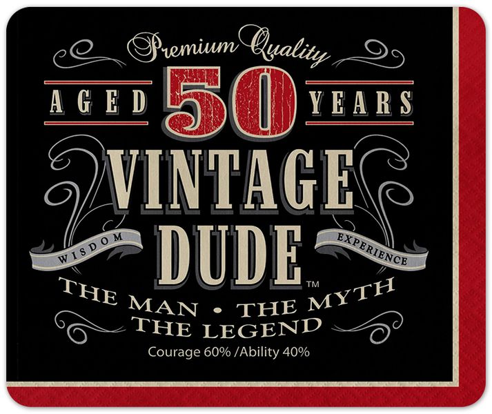 50th Birthday Aged 50 Years Vintage Dude For Him Gift Mousepad