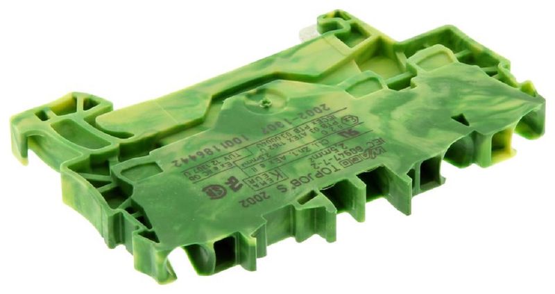 Wago (2002-1307) DIN Rail Mount Terminal Block, 3 Ways, 22 AWG