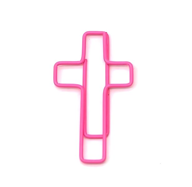50pcs Christian Cross shaped Bible paper clips multi color