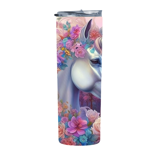 Floral Pink Unicorn 4 20 Oz Straight Skinny Tumbler 213