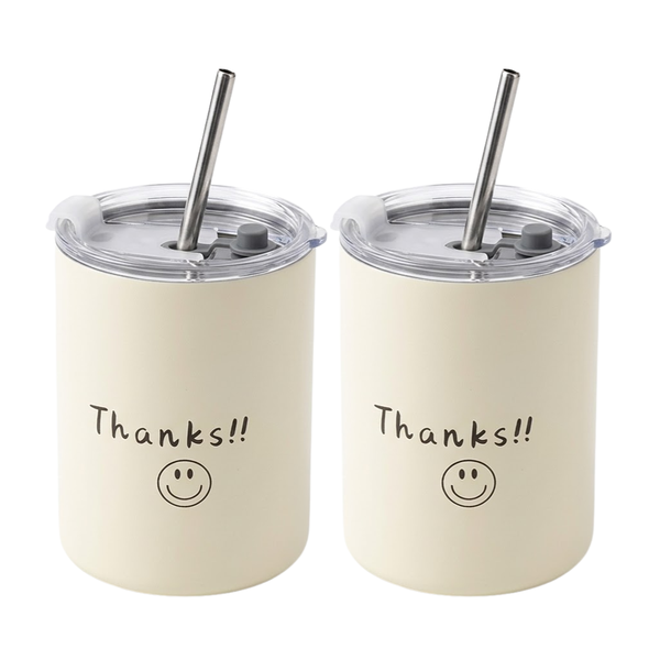 2 Pack - Smiley Themed Insulated Tumbler - Yellow