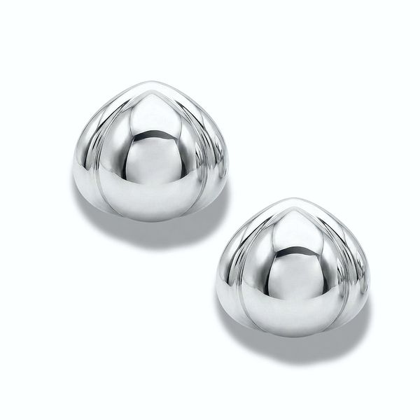 Morrisons Pair of 925 Sterling Silver Lotus Shield Statement Earrings
