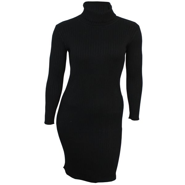 Purple &amp; Prose Black Rib Knit Dress Jersey-One Size Fits All S/XL