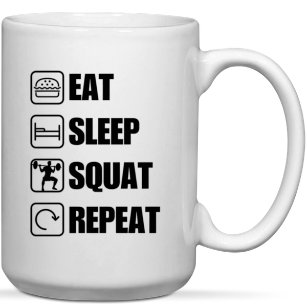 Eat Sleep Squat Repeat Gym Fitness Gift Mug