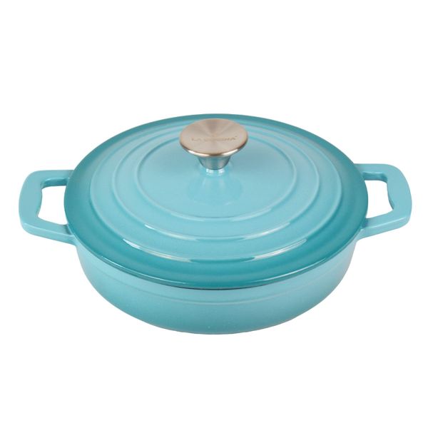 La Cocina 22cm Cast Iron Shallow Casserole (1.9Liter) Enamel Round Dish