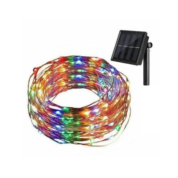 Solar Powered RGB Copper Wire Fairy Light 100 LED 10M Pack of 2