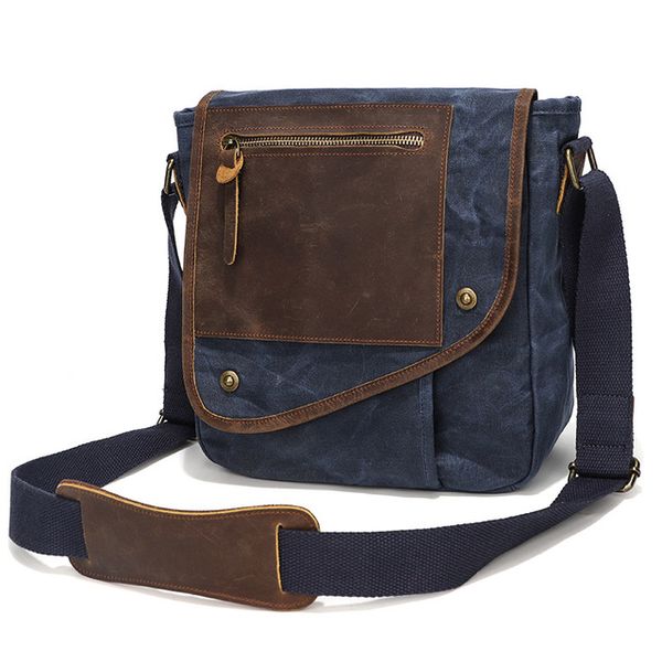 Canvas Waterproof Crossbody Shoulder Bag-Blue