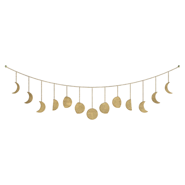 MIkaco Metal Moon Phase Wall Hanging Gold Garland Decor for Boho