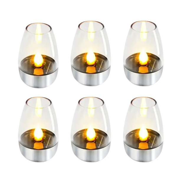6 Piece Solar LED Candle Lights, Warm White, Flickering Flame, Outdoor IP44