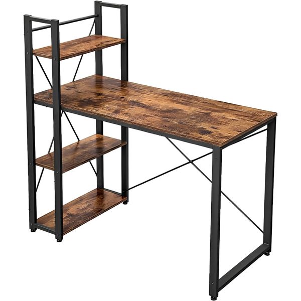 120cm Computer Desk with Shelves - Spacious Workstation Organizer