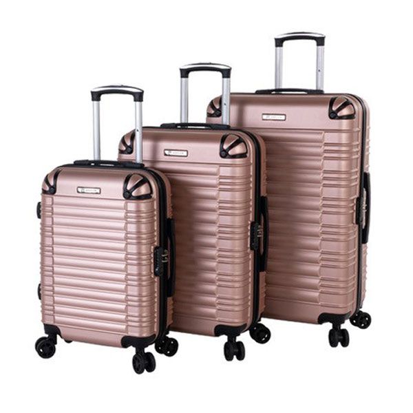 Paklite Satellite 3 Piece Travel Luggage Trolley Set - Rose Gold