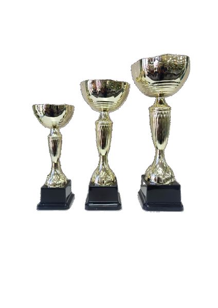 Gold Metal Cup Trophies - NC004 A,B,C - Pack of 3