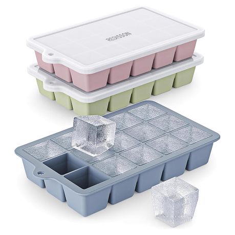 Silicone Ice Cube Tray Set for Freezer with Lid - BPA Free - Easy Release Image