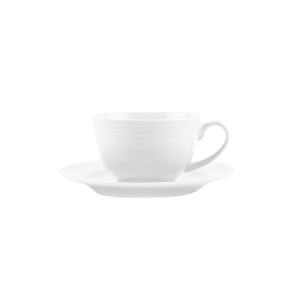 Jenna Clifford - Embossed Lines Whisper White Cup &amp; Saucer - Set of 4