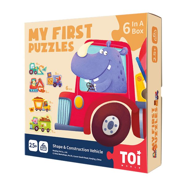 Shape &amp; Construction Vehicle Puzzle 6 in 1