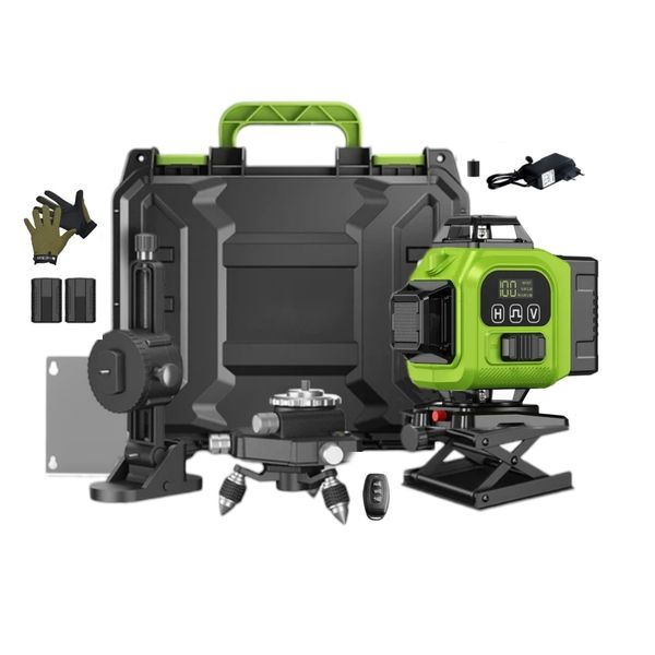 11 Piece 360 Degree Portable 16 Line Laser Level Kit With Carry Case &amp; Gloves