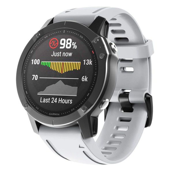 Garmin Fenix 6S/Fenix 5S/Fenix 7S Replacement Silicone Strap - White (20mm)