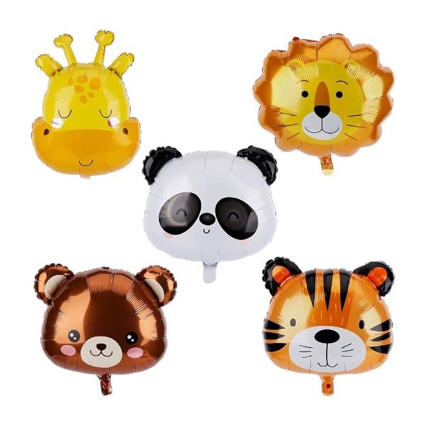 Set of 5 Animal Head Foil Balloons Set - Multicolor