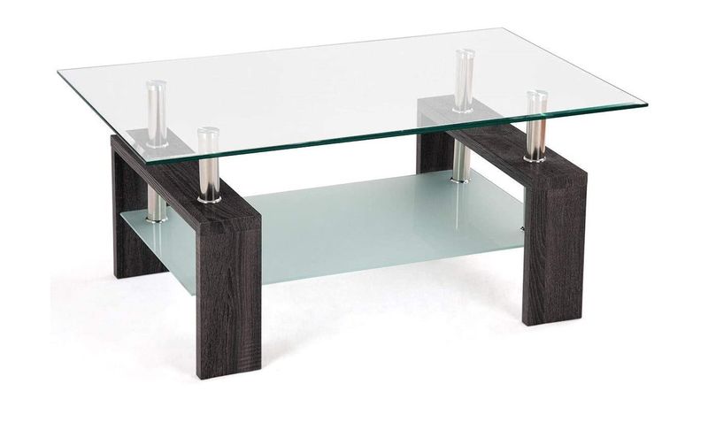 Coffee Tables - Glass Top - Grey Wooden Legs