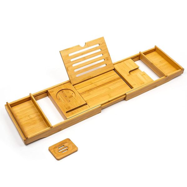 ZEE Bamboo Expandable Bathtub Rack - Storage Organising Tray