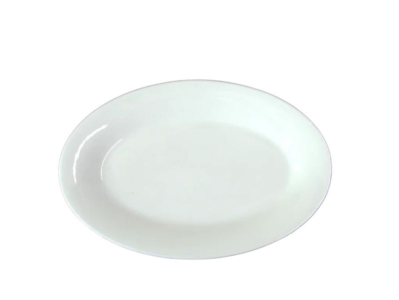 Set of 2 White Oval Ceramic Platter 25X17CM
