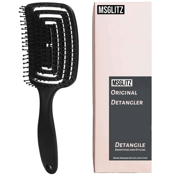 MsGlitz Detangling Hair Brush - Salon Grade - Rectangular Design