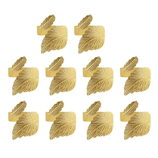 Leaf Shape Napkin Rings Of 10 Set Gold Napkin Rings