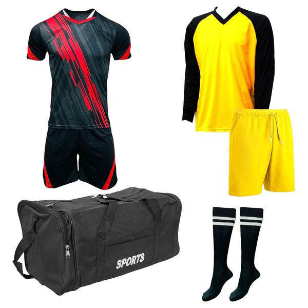 Complete Soccer Kit &amp; Goalkeeper Set with Kit Bag - Football Team of 15