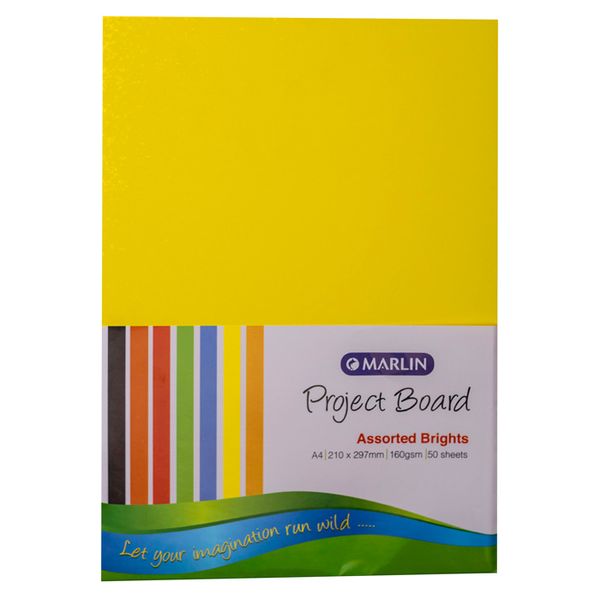 Marlin Project Boards A4 160gsm 50's Bright assorted
