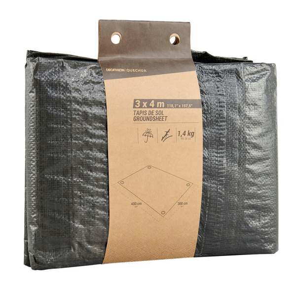 Quechua Waterproof Groundsheet ForTents And Camping Trips - 3 X 4 m