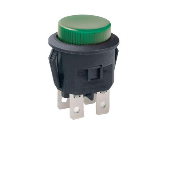 LC2107KMET2B 23mm DPST Latching Green Push Button Switch 10A 250VAC