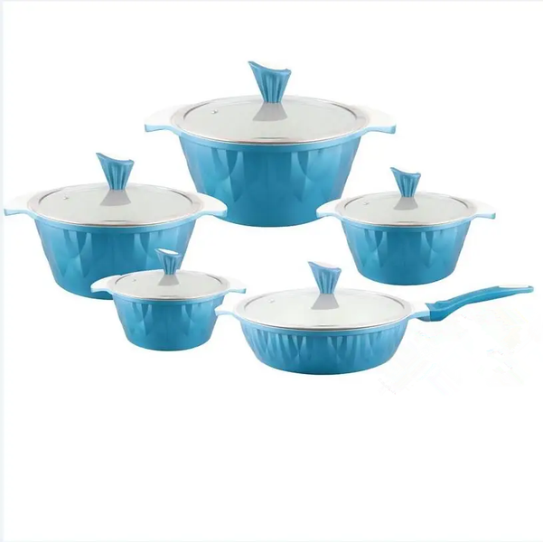 Blue Aluminum Non-Stick 10 Pot