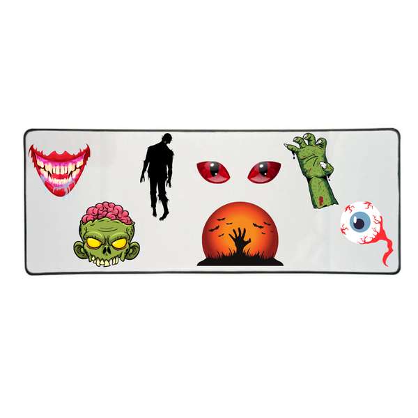 Katz Designs - Long Desk Mouse Pad - Zombie
